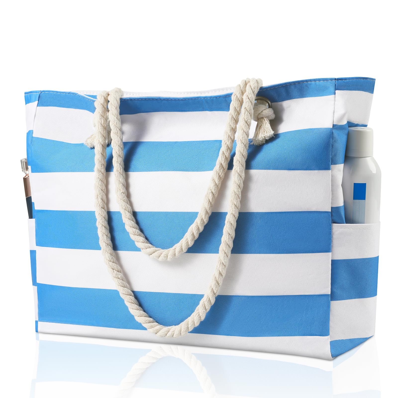 Clothirily Beach Bag for Women - Large Beach Tote Bag, Waterproof Sandproof Beach Bag with Zipper, Large Swim Pool Beach Tote