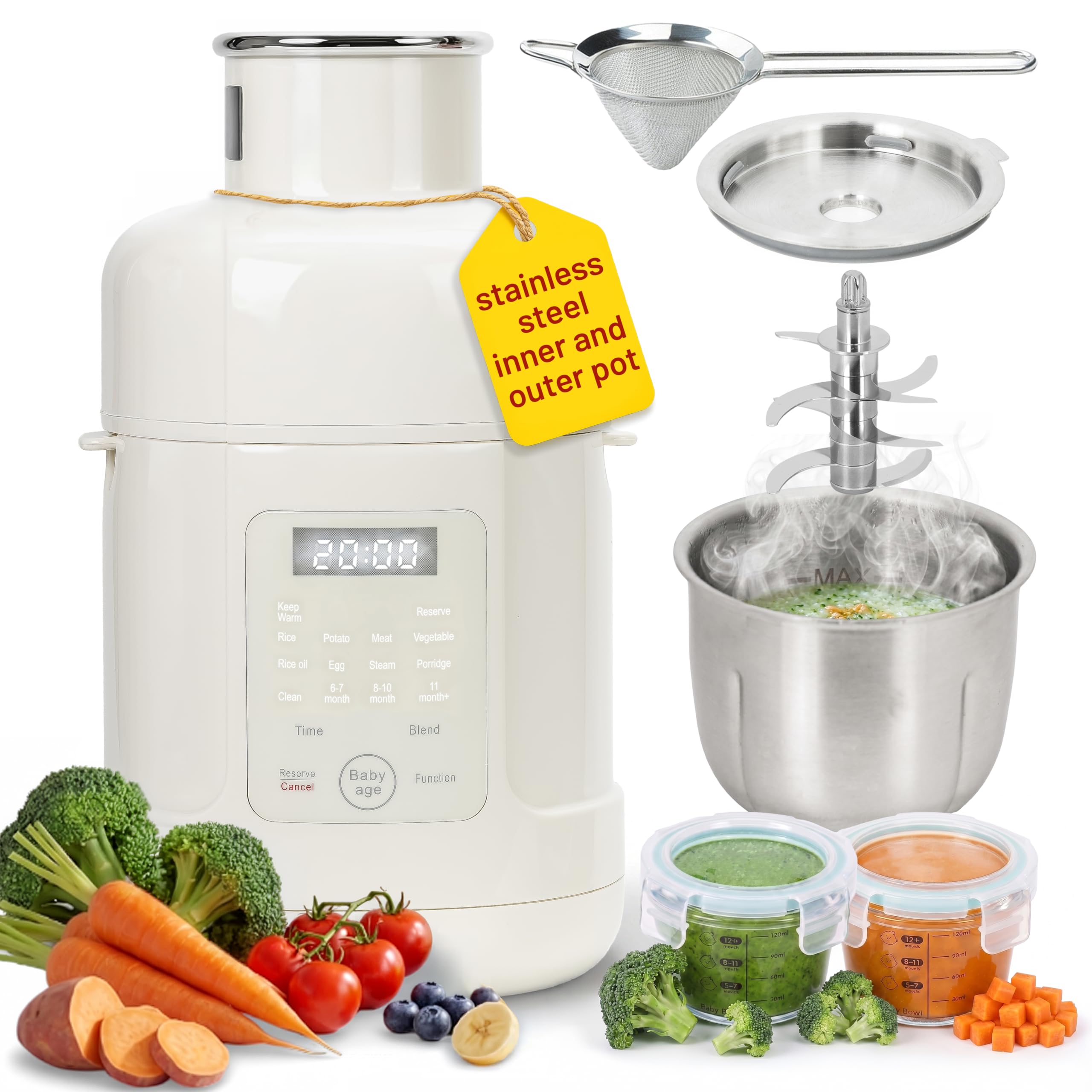 Colenza Stainless Steel Baby Food Maker Steamer and Blender