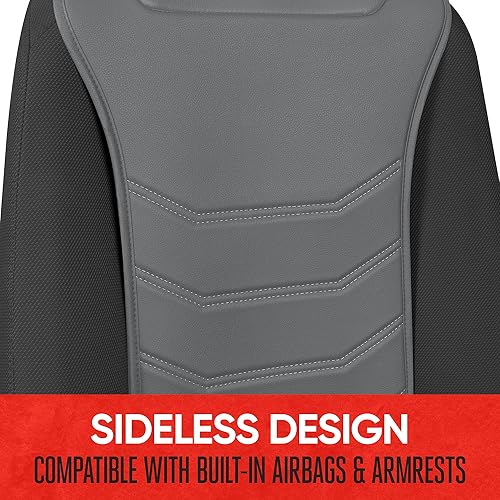 Miniatura 4 de Motor Trend LuxeFit - Fundas de asiento de automóvil de piel sintética gris sólido para asientos delanteros (paquete de 2), fundas de asiento de