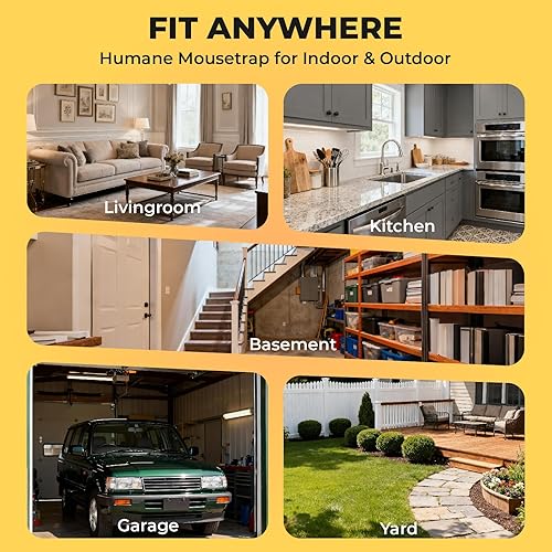 Miniatura 6 de Paquete de 2 trampas humanas para ratones para interiores y exteriores, atrapa y libera trampas para ratones, trampa para ratones que no matan para
