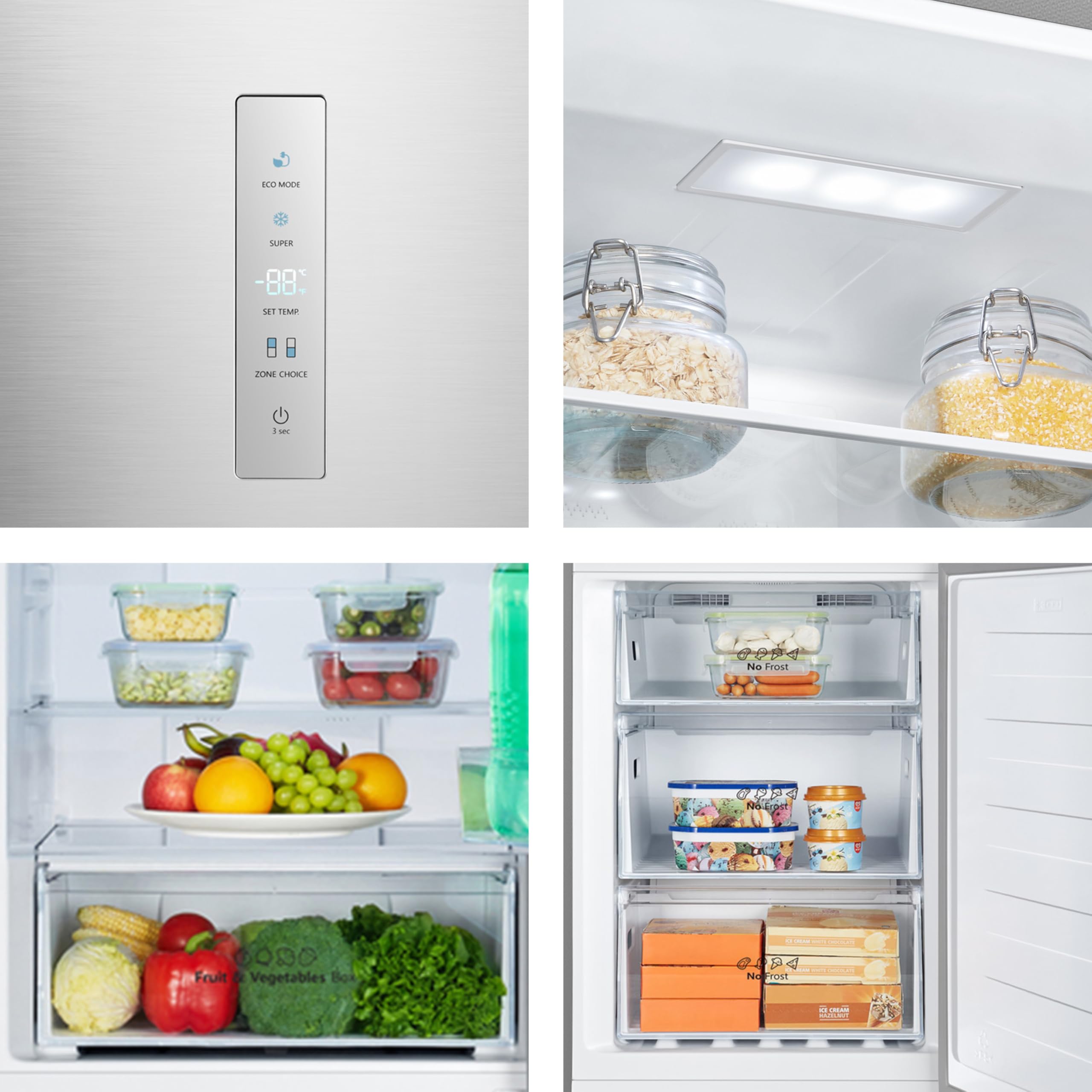 Hisense RB390N4CCD1 Frigorifero Combinato Total No Frost, Inox, 1.86x60cm, Classe D, 304L