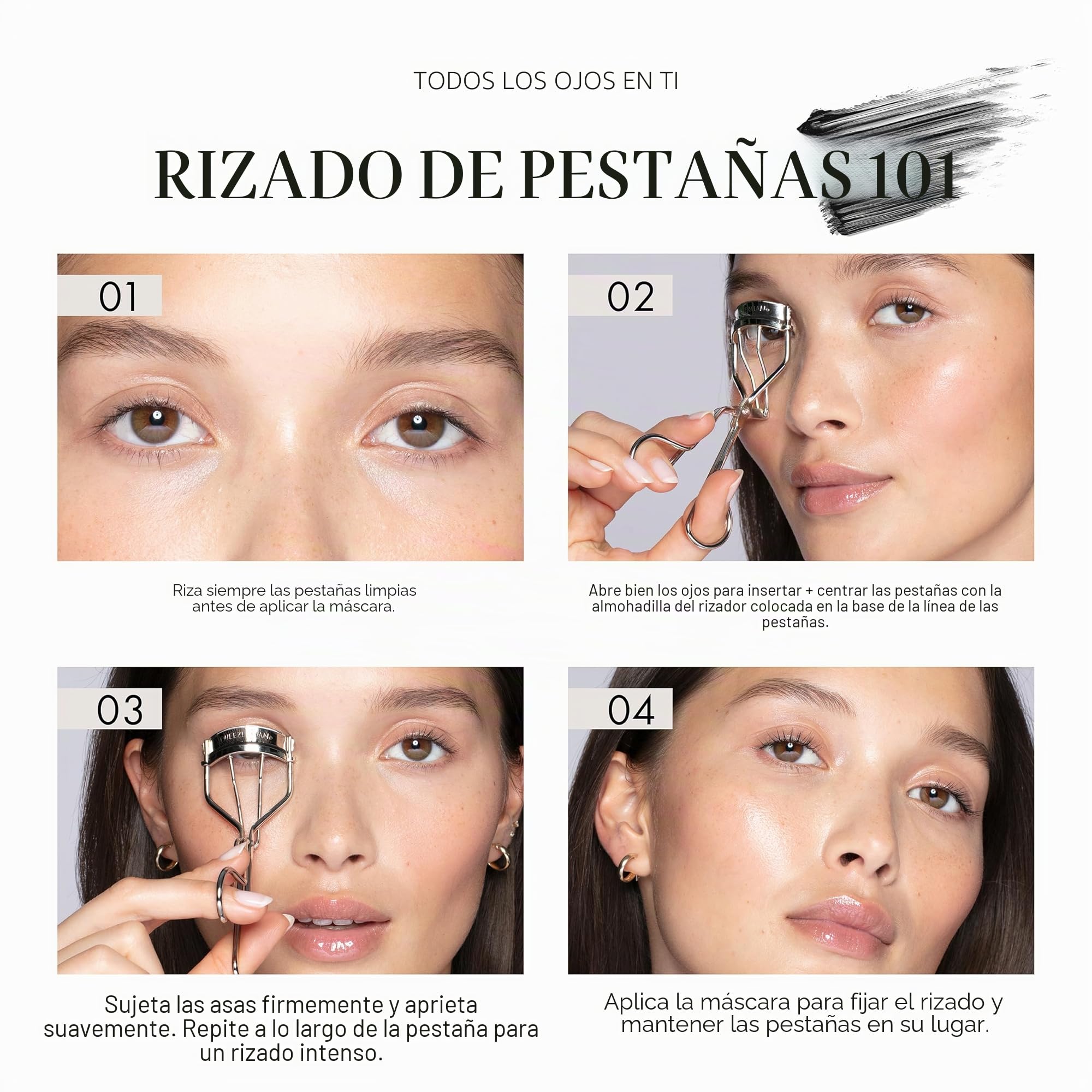 TWEEZERMAN Rizadores de pestañas ProCurl & ProMaster (para ojos redondos y almendrados, con 3 almohadillas de repuesto, acero inoxidable)