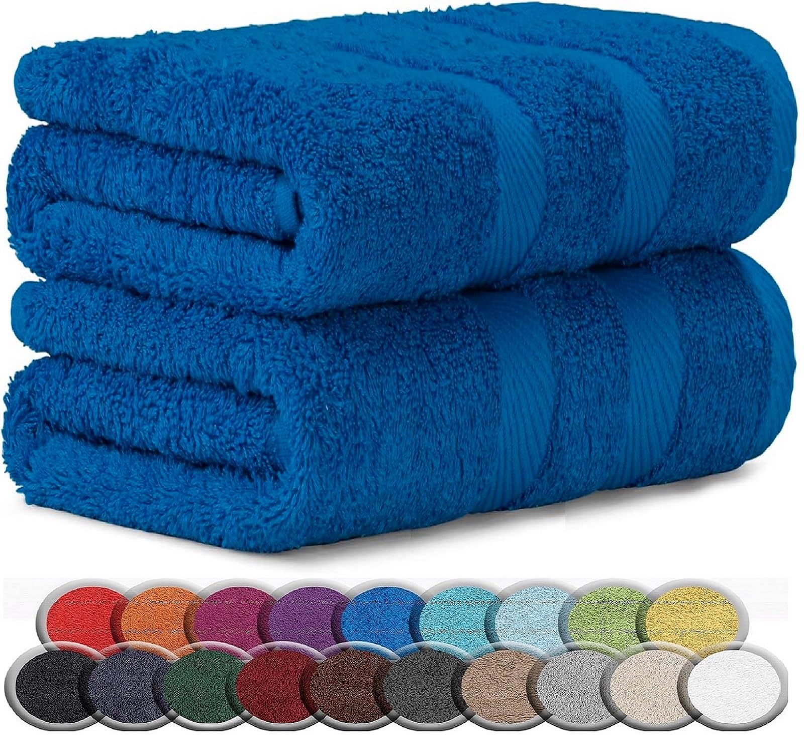 LoomTrove Pack of 2 Extra Large Jumbo Bath Sheets 100 x 200 cm 100% Egyptian Combed Cotton XL Towels Quick Dry Big Bath Sheet Super Soft Hotel Quality Towels Set (Blue) - Image 3