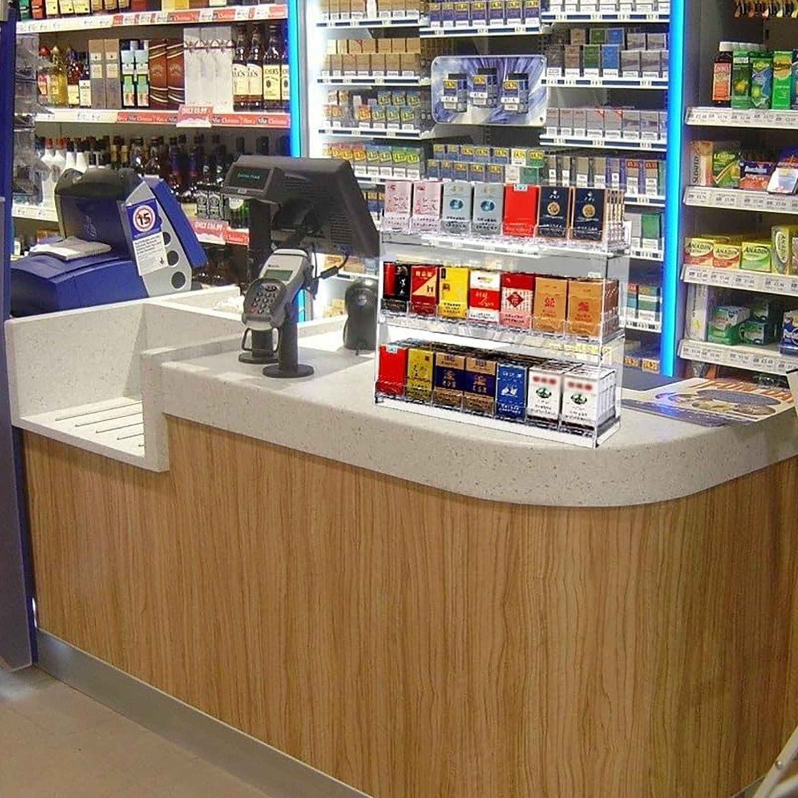 Espositore per Sigarette, Supporto a Parete in Acrilico, spingi Sigarette Automatico per vetrine di Negozi, Design Rettangolare per Punti Vendita.