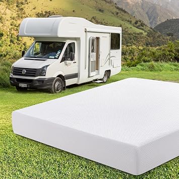 RV Mattress Short Queen, 10 Inch Cooling Green Tea Gel Memory Foam Camper Mattresses Fiberglass Free Medium Firm Bed-Mattress in a Box, Made in USA, CertiPUR-US Certified Safe Foams & Fabric, 75"60"