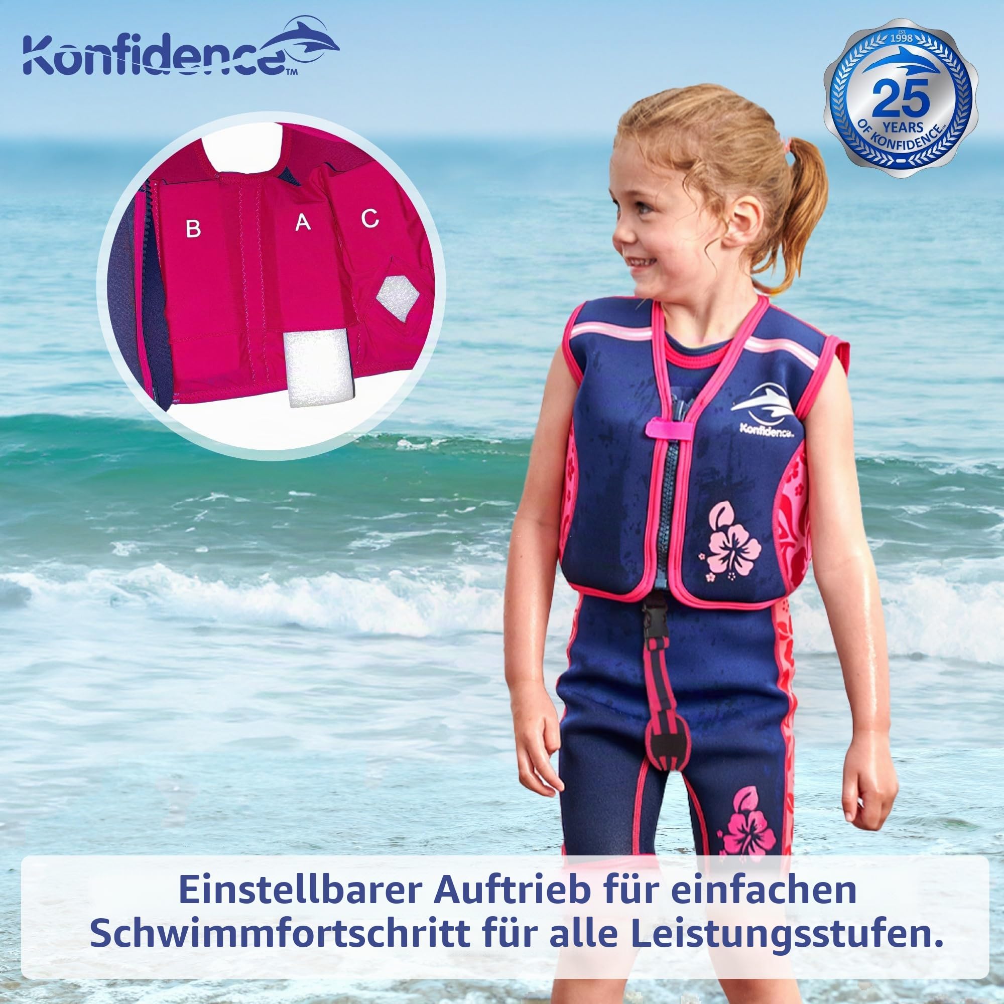 Konfidence Jacket - Premium Schwimmweste für Kinder | Einstellbarer Auftrieb | UKCA- & CE-Konform | Von Schwimmschulen Empfohlen | Über 25 Jahre Erfahrung