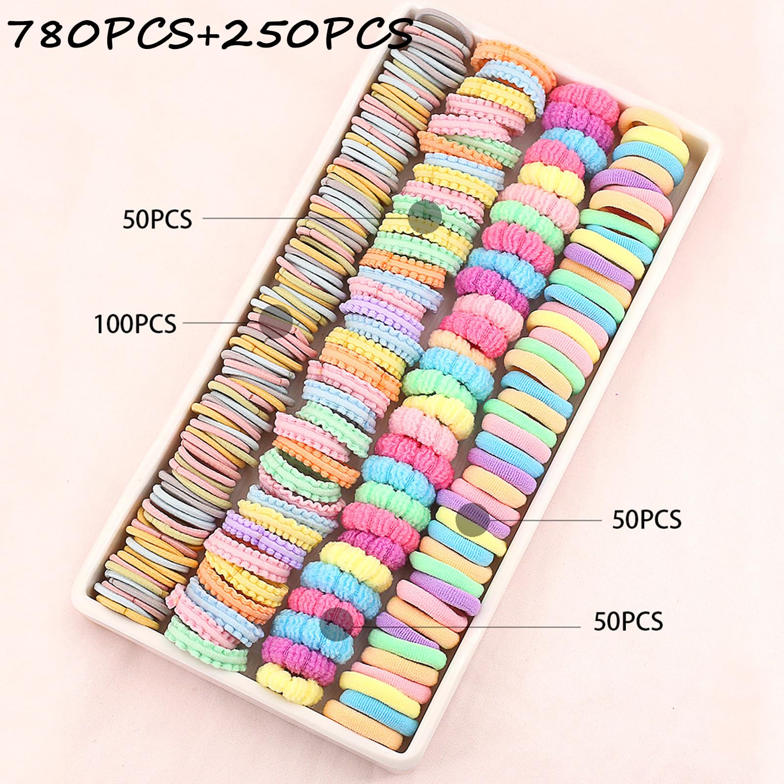 MLPKOI 1030 Pcs Elastic Hair Bands Hair Ties for Little Girls Pin Tail Comb, Elastic Ponytail Holders Rubber Band - Image 3