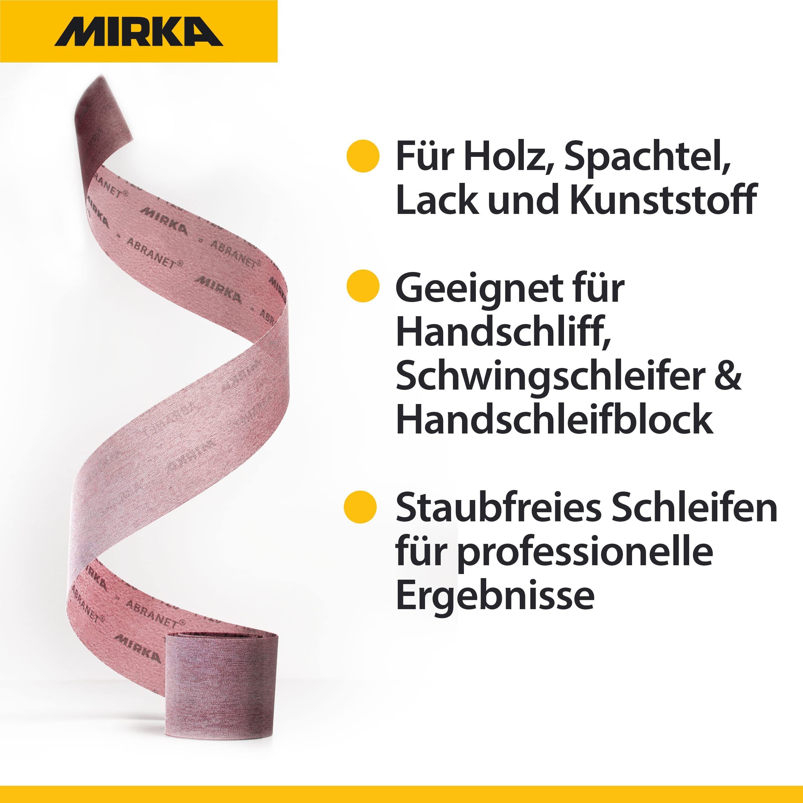 Mirka Abranet rollo de lijado 93 mm x 10 m cierre adhesivo grano P240 | Cierre adhesivo para lijar madera masilla barniz plástico grano P240 rendimiento duradero y fácil uso profesional