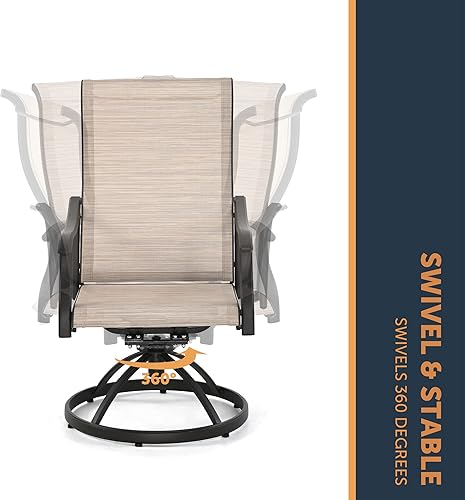 Miniatura 5 de HAPPATIO Juego de 2 sillas de comedor para patio, sillas de comedor giratorias de textileno para exteriores con respaldo alto, sillas de muebles de