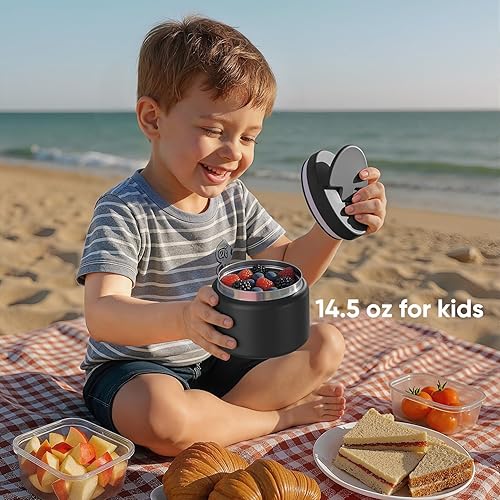 Miniatura 6 de Termo de sopa de 14.5 onzas para comida caliente para niños, tarro de comida aislado al vacío, termo de sopa sin torsiones para comida caliente,