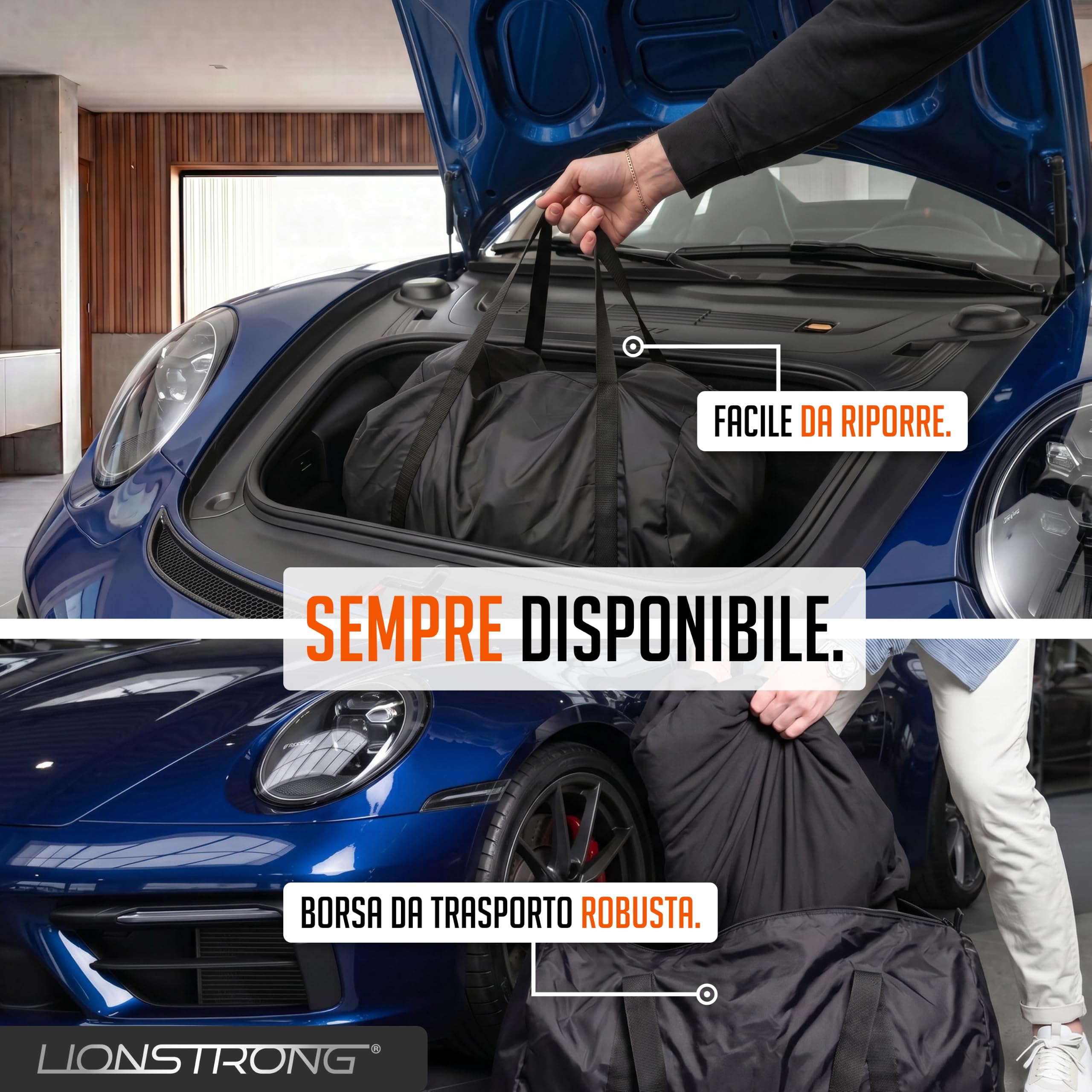 Copertura per auto per interni – Protezione affidabile da polvere e sporco per utilitarie, berline e SUV – Con custodia – Fissaggio sicuro grazie all'elastico – Design sportivo