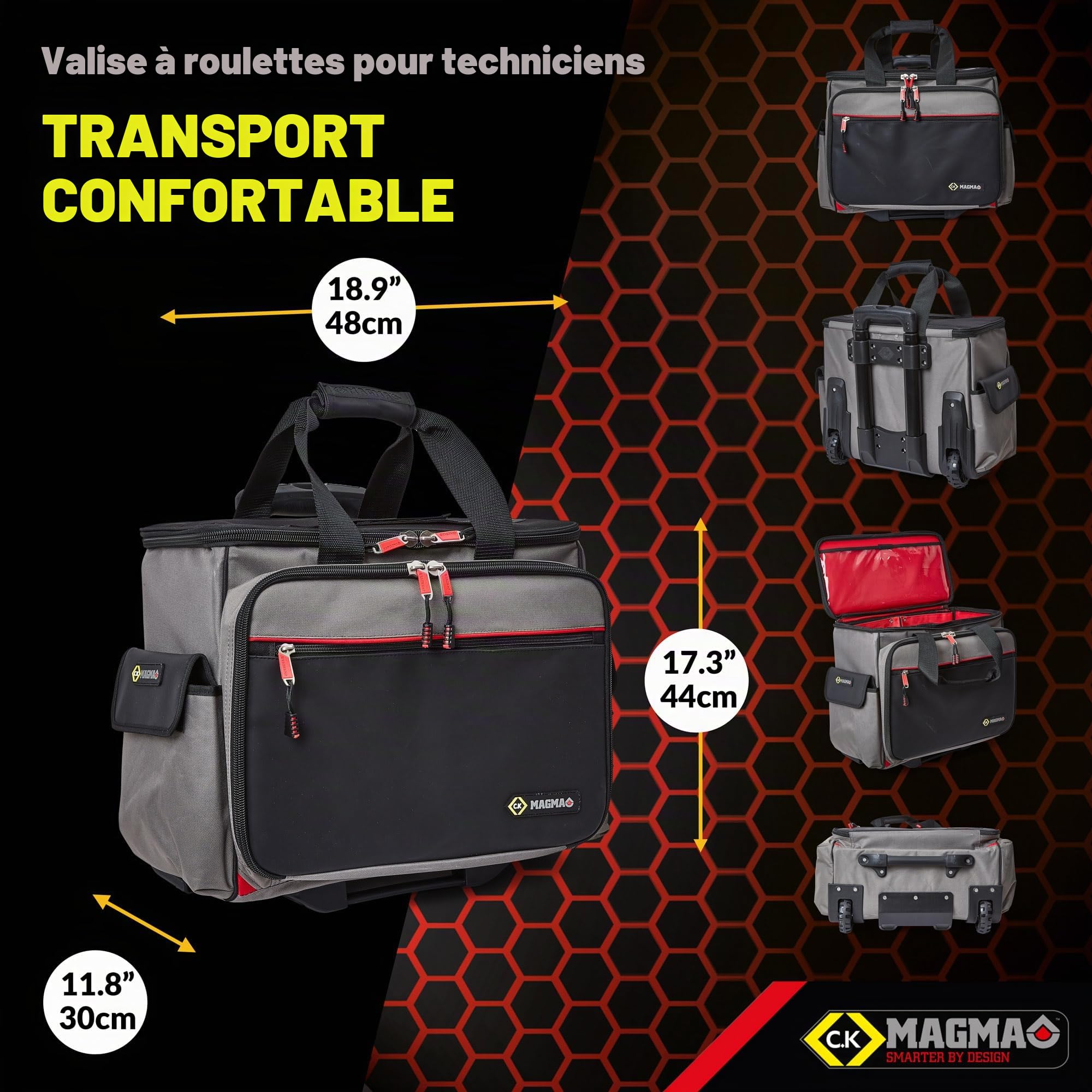 C.K Magma Malette Outils sur Roulettes, Caisse a Outil de Technicien, Sac à Outils de Electricien, Boite a Outil Vide, Rangement des Outillage, Sacoche Roulante, Trousse Vide, MA2650