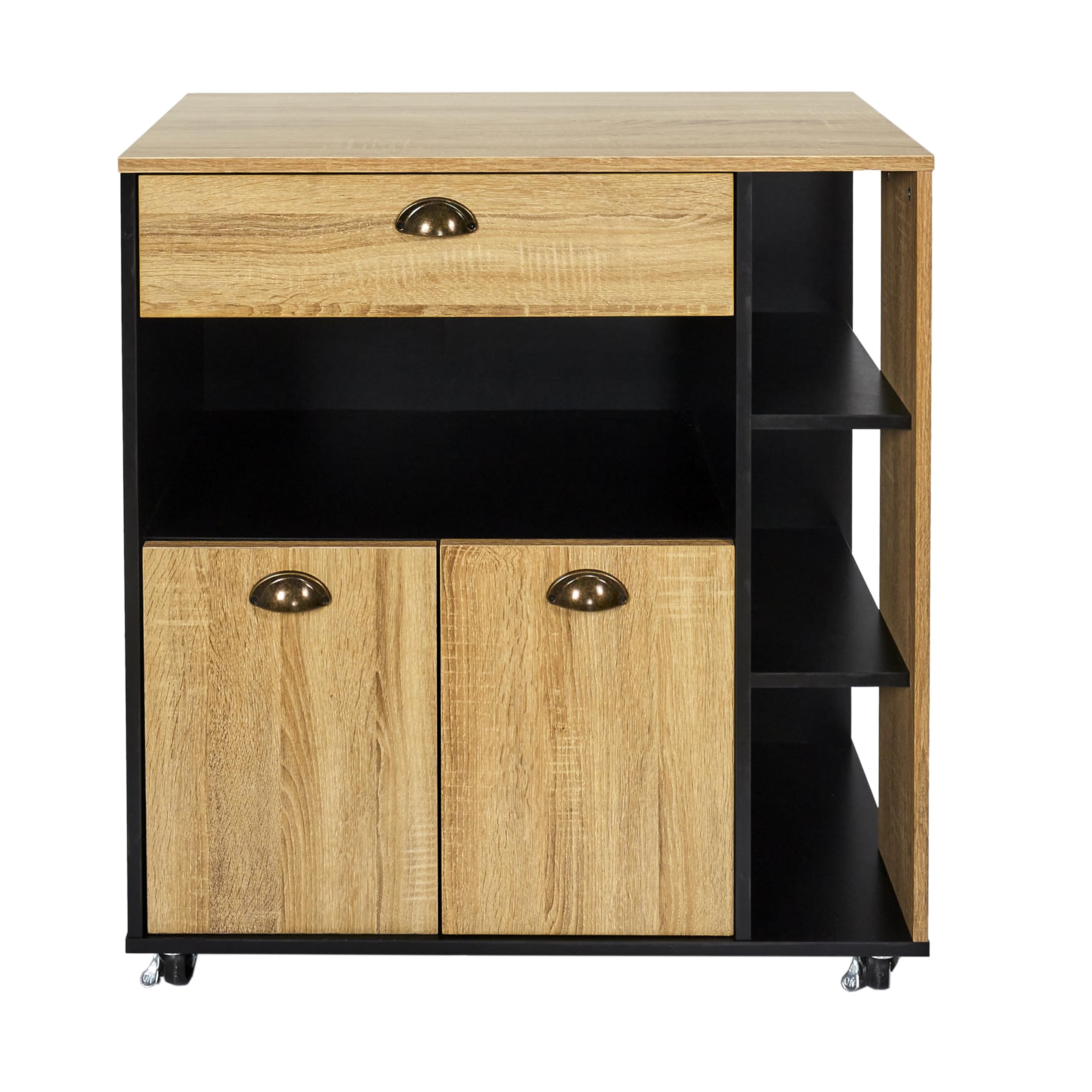 HOME DECO FACTORY Seifenspender Keramik Soft-Touch Schwarz | Küchenwagen, Holz, Mehrzweckaufbewahrung, auf Rollen, für Küche und Esszimmer, großes Modell, schwarz