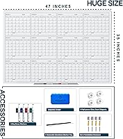 Vista 6 de J&J worldwide Glass Whiteboard Yearly Calendar - 35" X 47" Large Wall Whitrboard - White Board Dry Erase Planner for Wall Home, School, Office