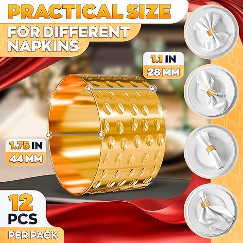 Vista 60 de Juego de 20 servilleteros dorados de otoño, servilleteros de Navidad que se adaptan a varios estilos de servilletas, elegante diseño de hoja dorada