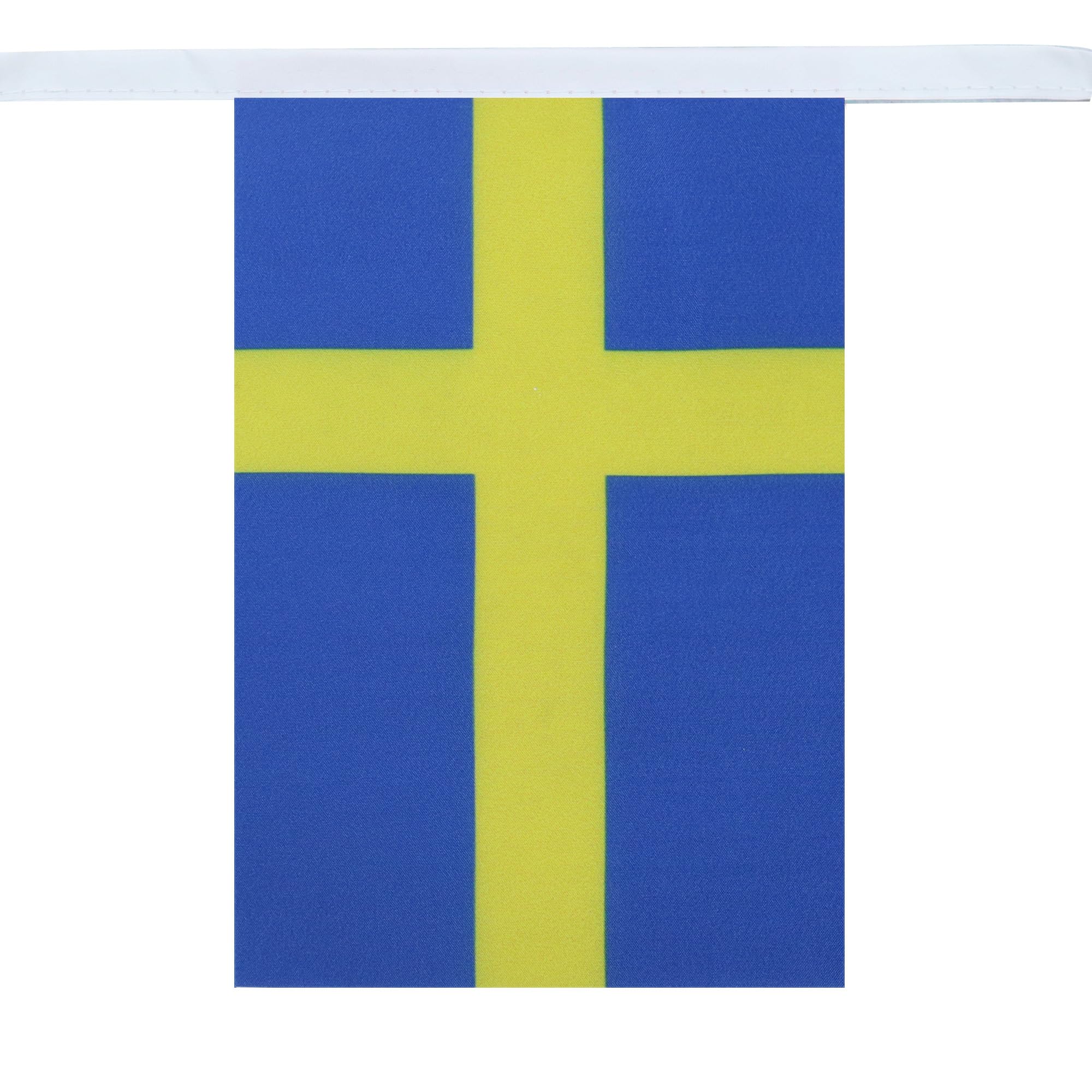 AZ FLAG Guirnalda 6 Metros, 20 Banderas de Suecia 21x15 cm, Bandera Sueca 15 x 21 cm - Banderines Suecos