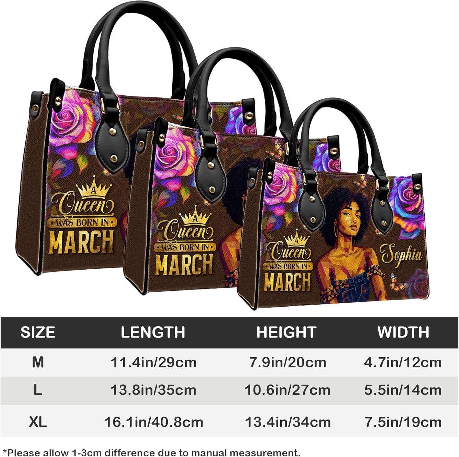 Personalized Black Women Leather Bag, Custom Name African Purses and Handbags Gifts for Mom Birthday Christmas Mothers Day - Image 7