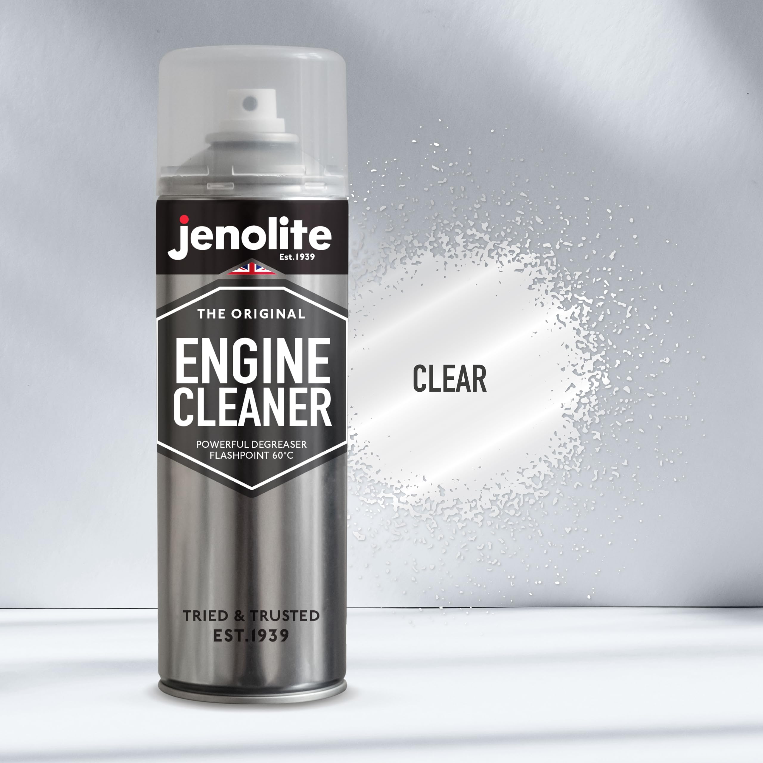 JENOLITE Detergente per motore in aerosol | Spray detergente e sgrassante per motore | 2 x 500 ml | Scioglie grasso, olio e sporcizia senza lasciare residui, non conduttivo e non corrosivo