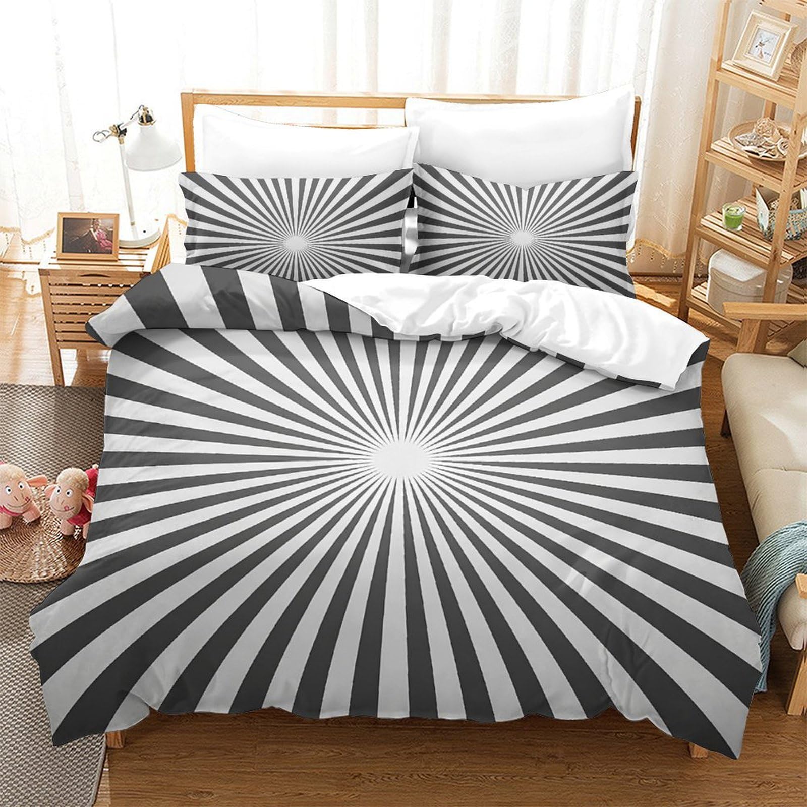 Housse de couette 3D motif géométrique pour chambre ado chic