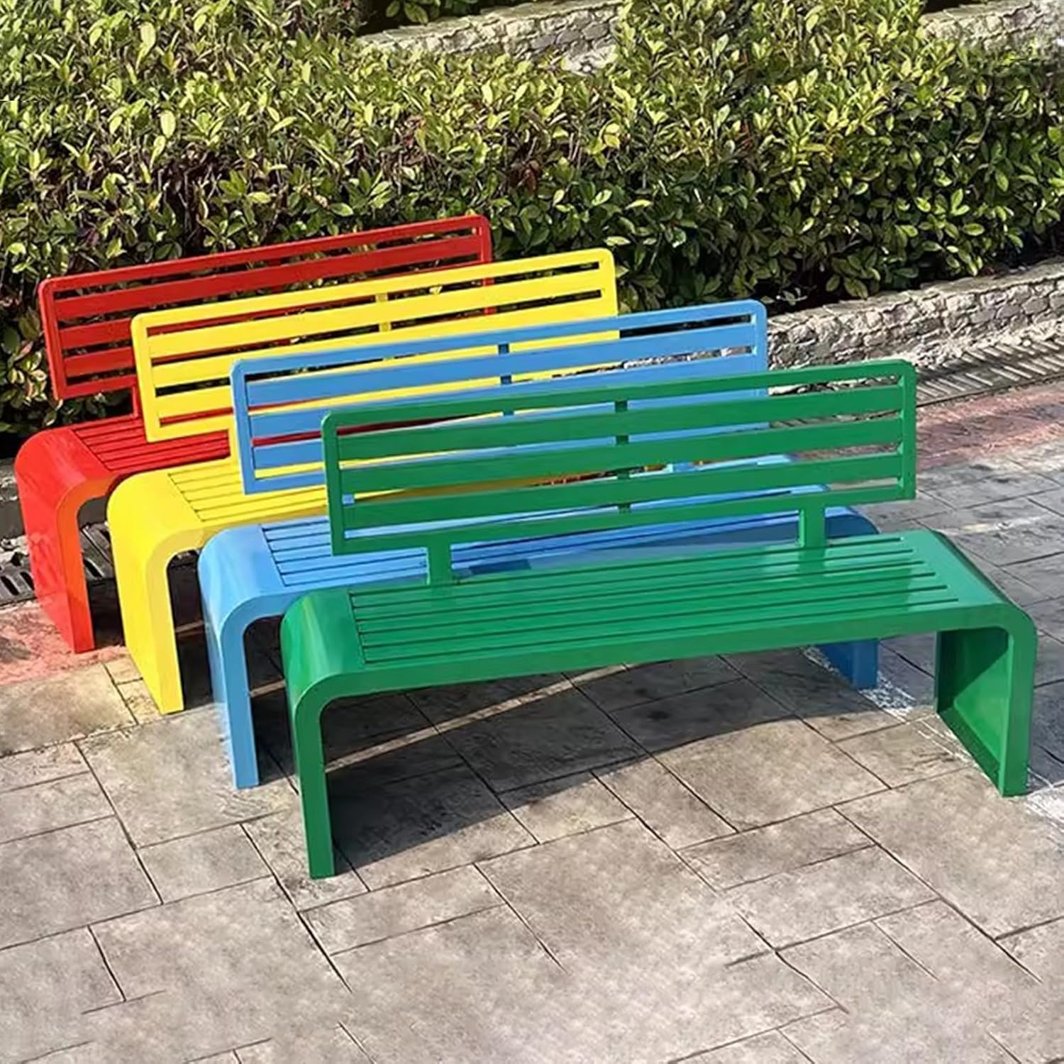 Outdoor Bench, All Weather Garden Bench, Metal Bench with Backrest, Park Patio Bench for Garden, Porch and Backyard(Green,100cm/39.3in)