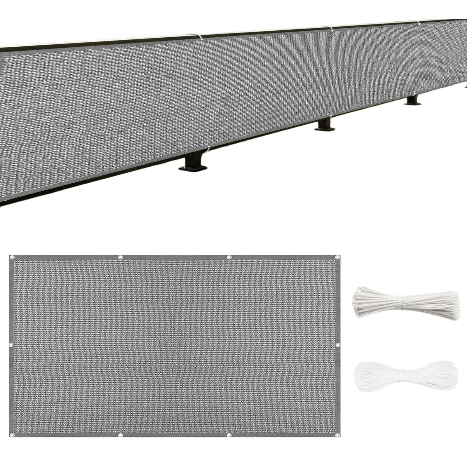 Brise vue balcon 100 x 300 cm gris opaque résistant aux UV