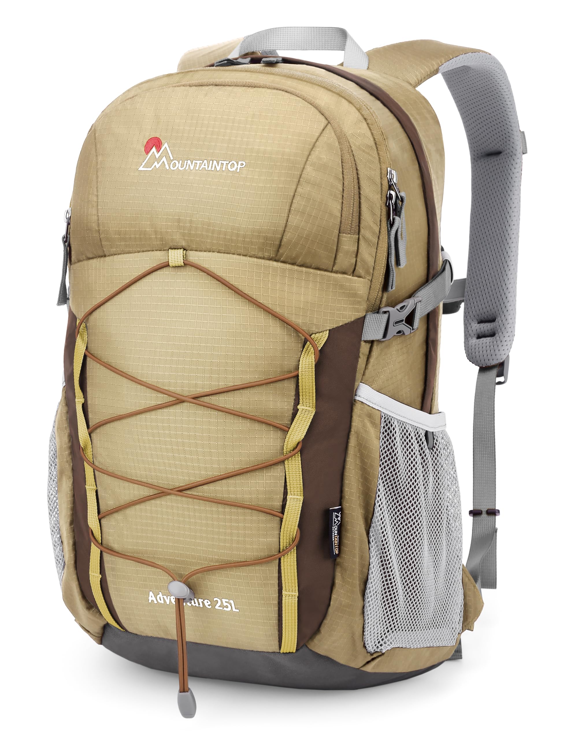 Mountaintop Sac à dos de randonnée pour homme et femme - 25 l/40 l, 25 l, café, 25L | Sac à dos de trekking YKK avec housse de pluie pour camping, voyage, voyage