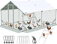 Vista 13 de Quictent Gallinero grande de metal para más de 10 aves de corral con paño de hardware lateral y cubierta impermeable, serie avanzada para Plateado