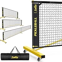 Fostoy Portable Pickleball Net with Wheels - 3-in-1 6/11/22ft Set, Durable Metal Frame, Quick Setup & Carry Bag for All-Weather Play