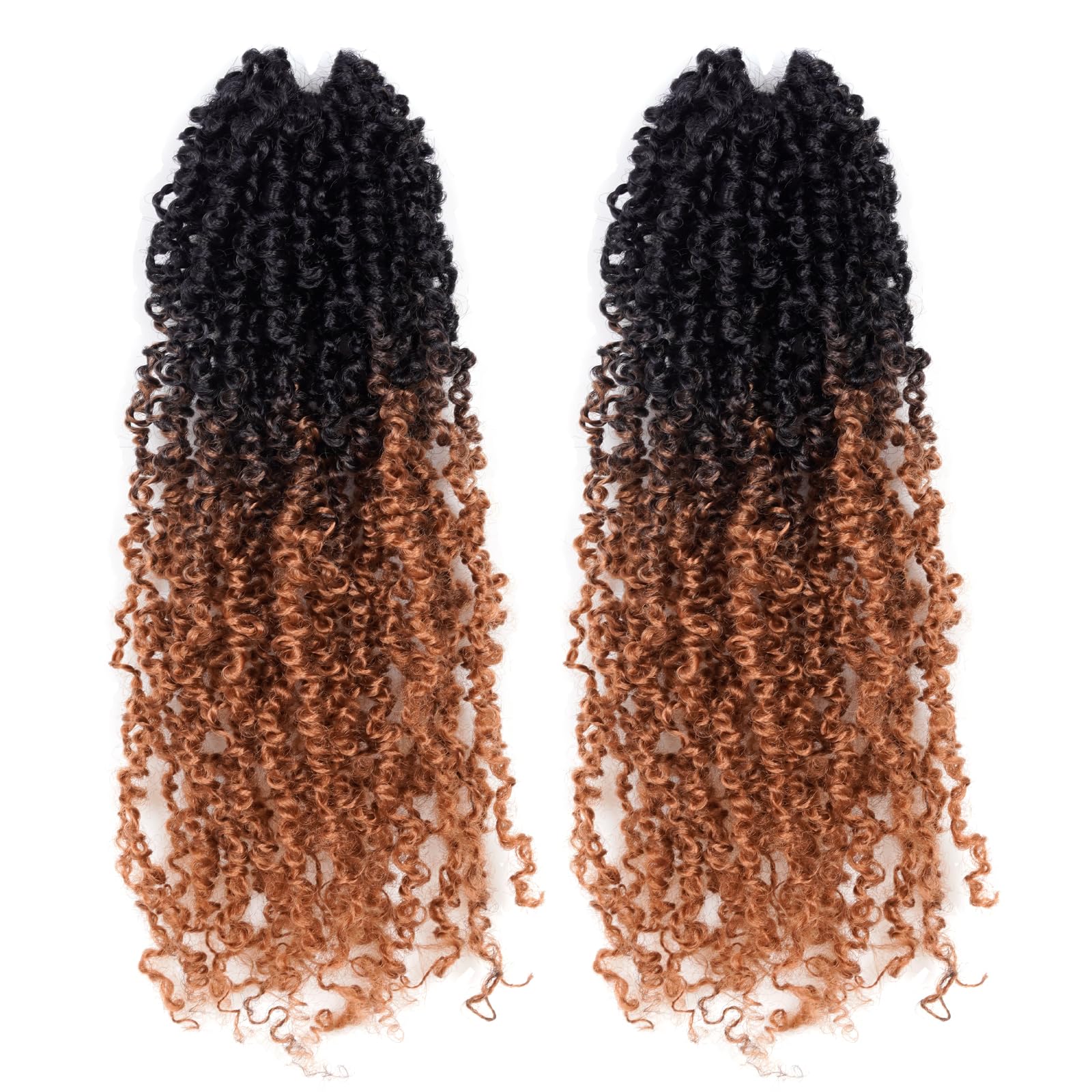 Toyotress Yanky Twist Crochet Hair - 14 Inch 2 Packs (30 Strands/Pcs) Fluffy Spring Mini Twist Short Bob Passion Twist, Ombre Brown Pre-Looped Crochet