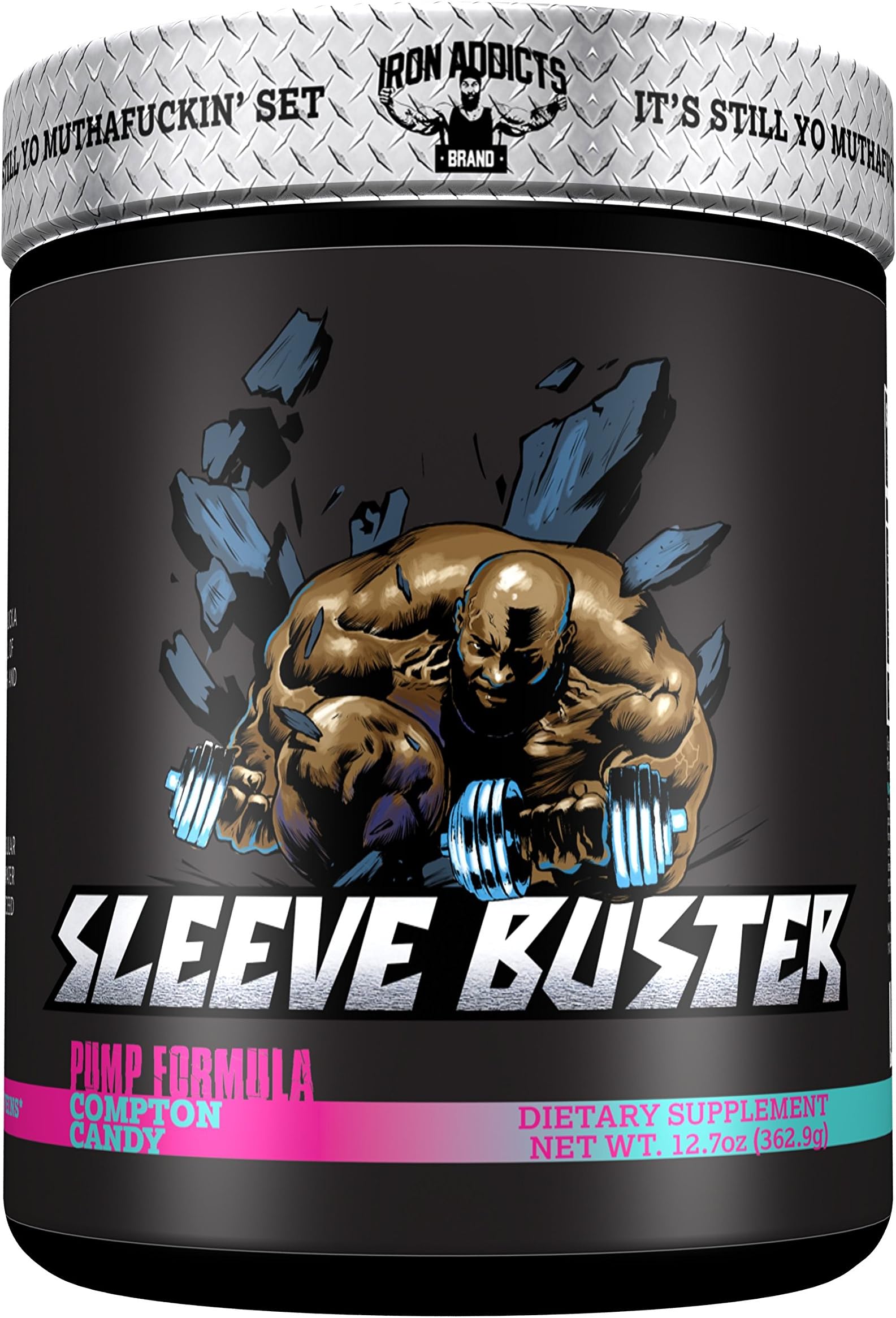 Sleeve Buster | Iron Addicts | Pre-Workout Pump Formula | Formulated By CT Fletcher (30 Servings, Compton Candy) | 12.7 OZ