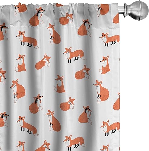 Miniatura 14 de Ambesonne Cortinas grises para ventana, pequeños lunares sobre fondo blanco, estilo retro, patrón tradicional pastel, decoración ligera, juego de 2