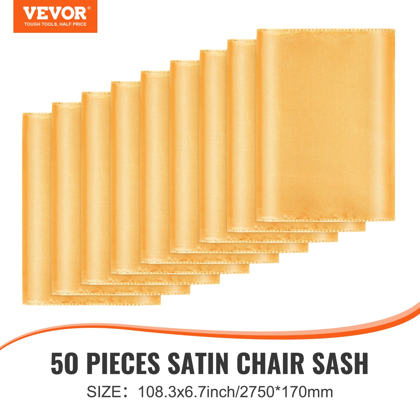 VEVOR Fundas Elásticas de Spandex para Sillas, 50 Piezas Doradas, Decoración para Bodas y Fiestas