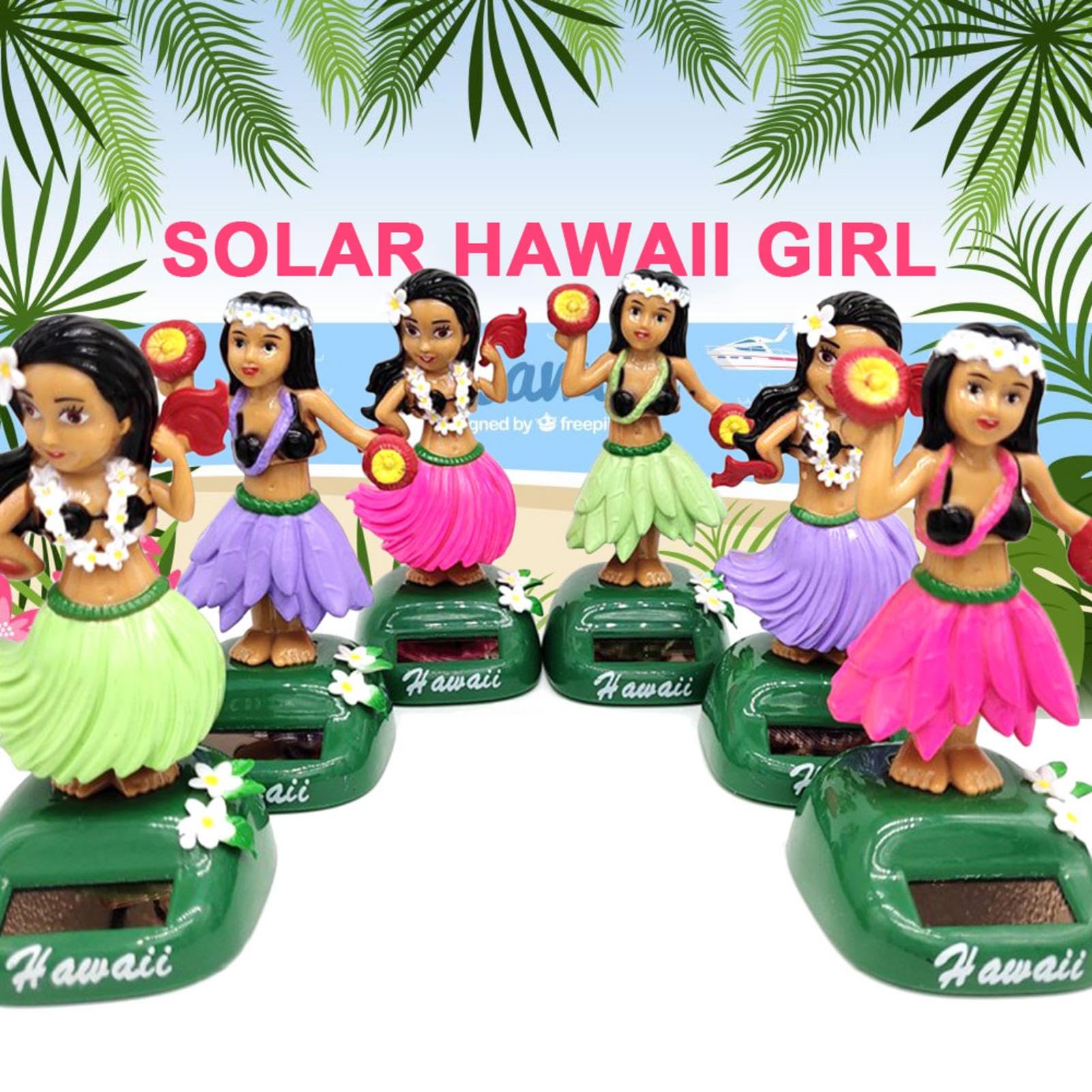 Figurine Solaire Dansante Hawaïenne Pour Tableau De Bord - Danseuse Qui Bouge Avec Énergie Solaire - Décoration Voiture Ou Maison
