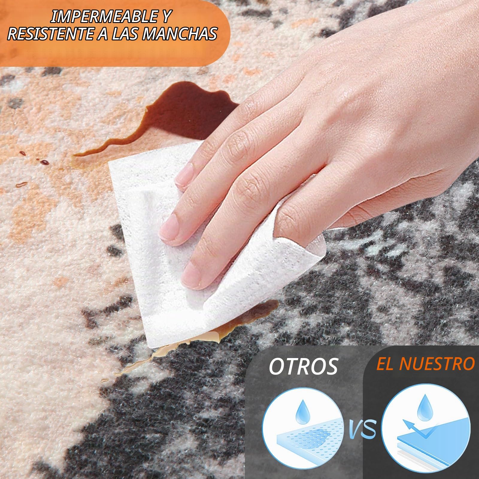 Alfombra Salon Pelo Corto Alfombras de Habitacion Modernas Grandes Antideslizante Suave para Dormitorio (Abstracto Marrón/Multi, 120 x 160 cm)