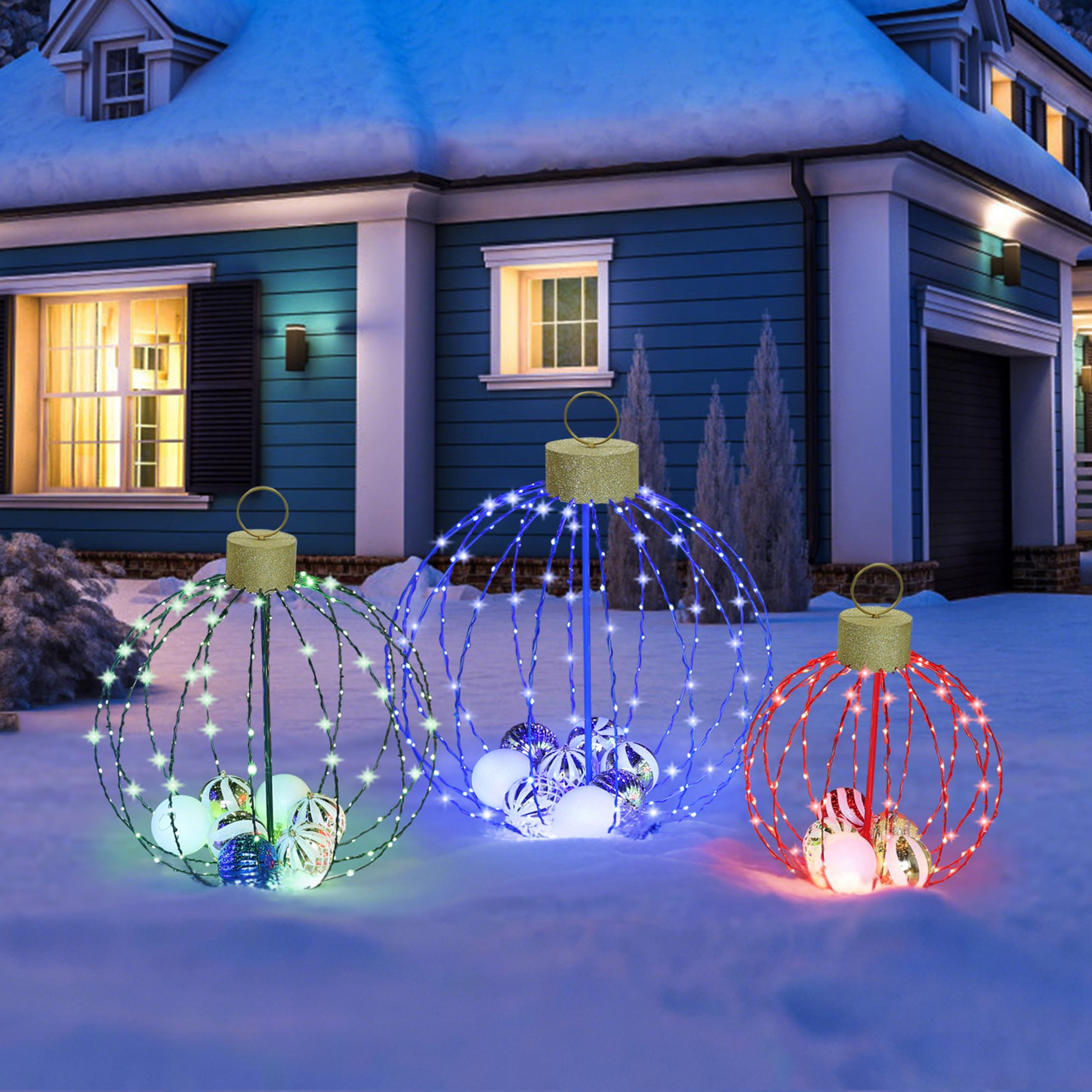 Amazon.com: VEIKOU Set of 3 Lighted Christmas Ornaments, 3 Colors