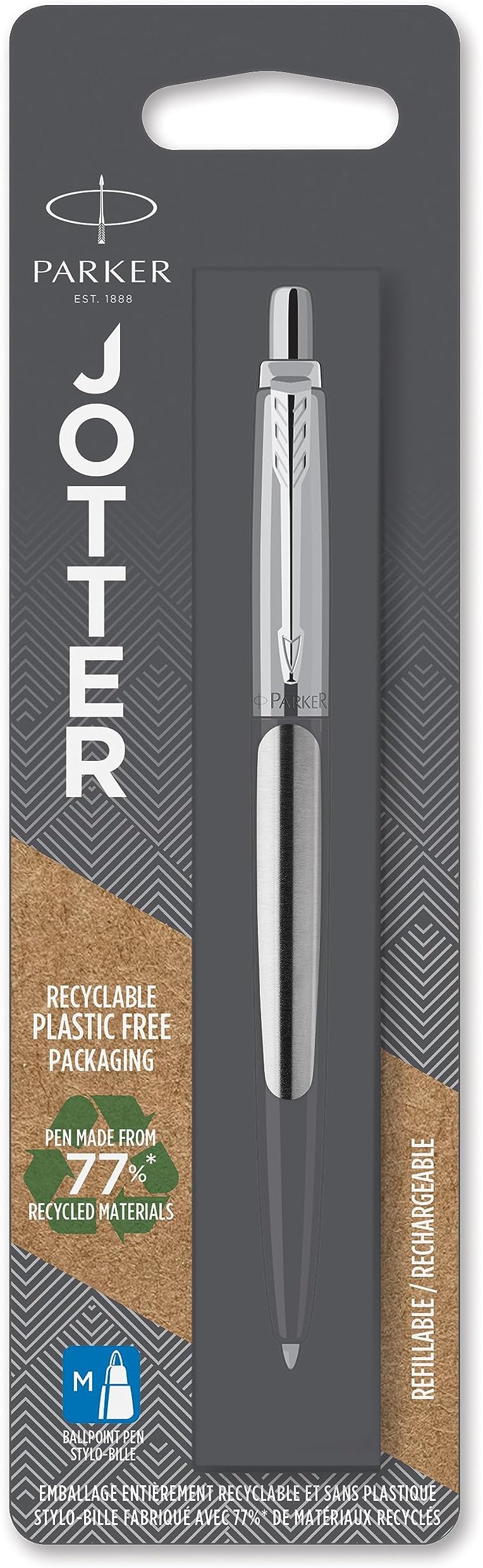 Parker Medium point Ballpoint Pen , Steel and Gold (1953205)