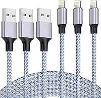 Vista 1 de iPhone Charger 3pack 6ft MFi Certified Best New Nylon Braided Lightning Cable Cell Phone Fast Charger Cord Compatible with iPhone14/13/12/11Pro