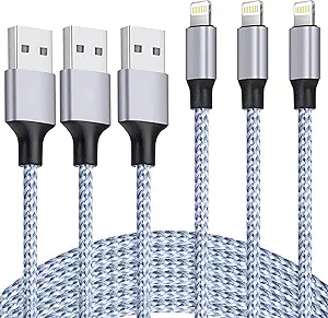iPhone Charger 3pack 6ft MFi Certified Best New Nylon Braided Lightning Cable Cell Phone Fast Charger Cord Compatible with iPhone14/13/12/11Pro Max/XS/XR/X/8/7/6/5/SE/iPad More