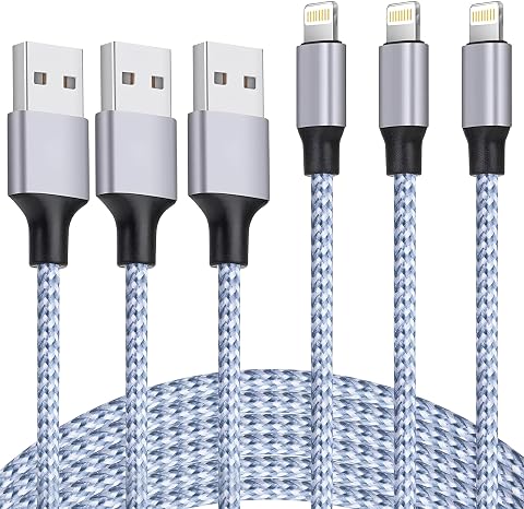 iPhone Charger 3pack 6ft MFi Certified Best New Nylon Braided Lightning Cable Cell Phone Fast Charger Cord Compatible