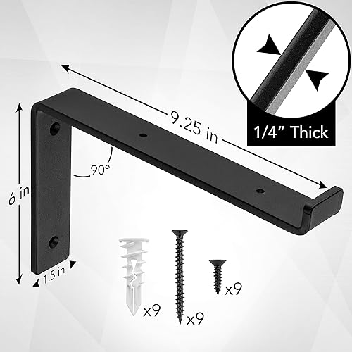 Miniatura 3 de Paquete de 4 soportes para estante - Ménsulas resistentes de estilo rústico o industrial para montar estantes flotantes de pared y otros proyectos