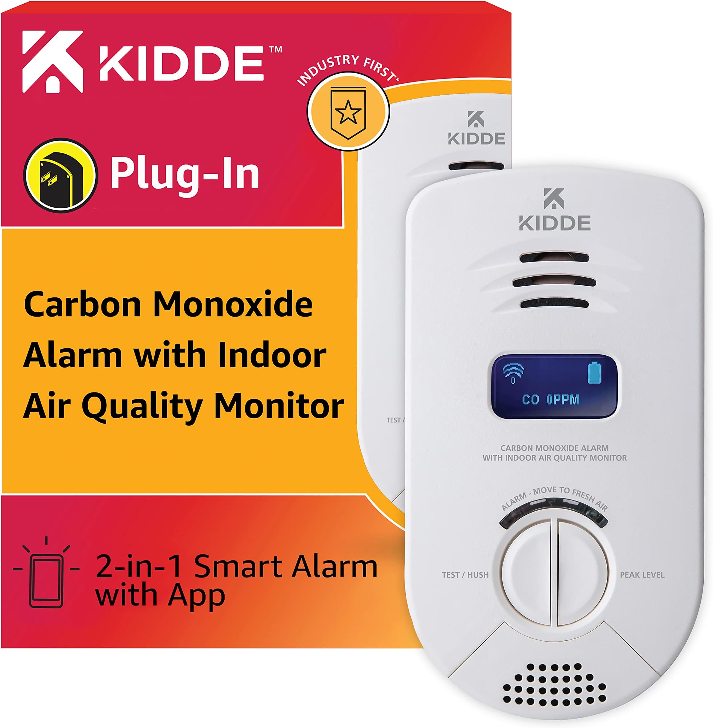 Kidde Carbon Monoxide Detector, Plug In Wall with 10Year Battery