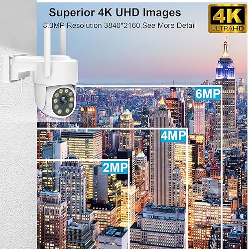 Miniatura 2 de Cámara de seguridad 4K para exteriores, 8MP 2.4G5G WiFi y cámaras con cable para seguridad del hogar, cámara de vigilancia IP de visión panorámica