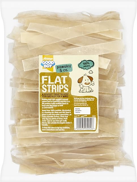 Good Boy - Flat Rawhide Strips - Dog Chews - Made From 100 Percent Natural Hide - Pack of 100 - Chewy Dog Treats