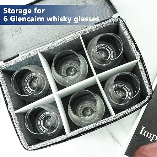 Miniatura 4 de Caja de almacenamiento para vaso de whisky Glencairn, 6 soportes para vasos de whisky para organizador, interior totalmente acolchado con