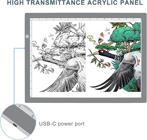 Miniatura 110 de LitEnergy Kit de almohadilla de luz LED de 9 x 12 pulgadas, tablero de luz alimentado por USB, caja de luz de brillo ajustable con 108 ranuras