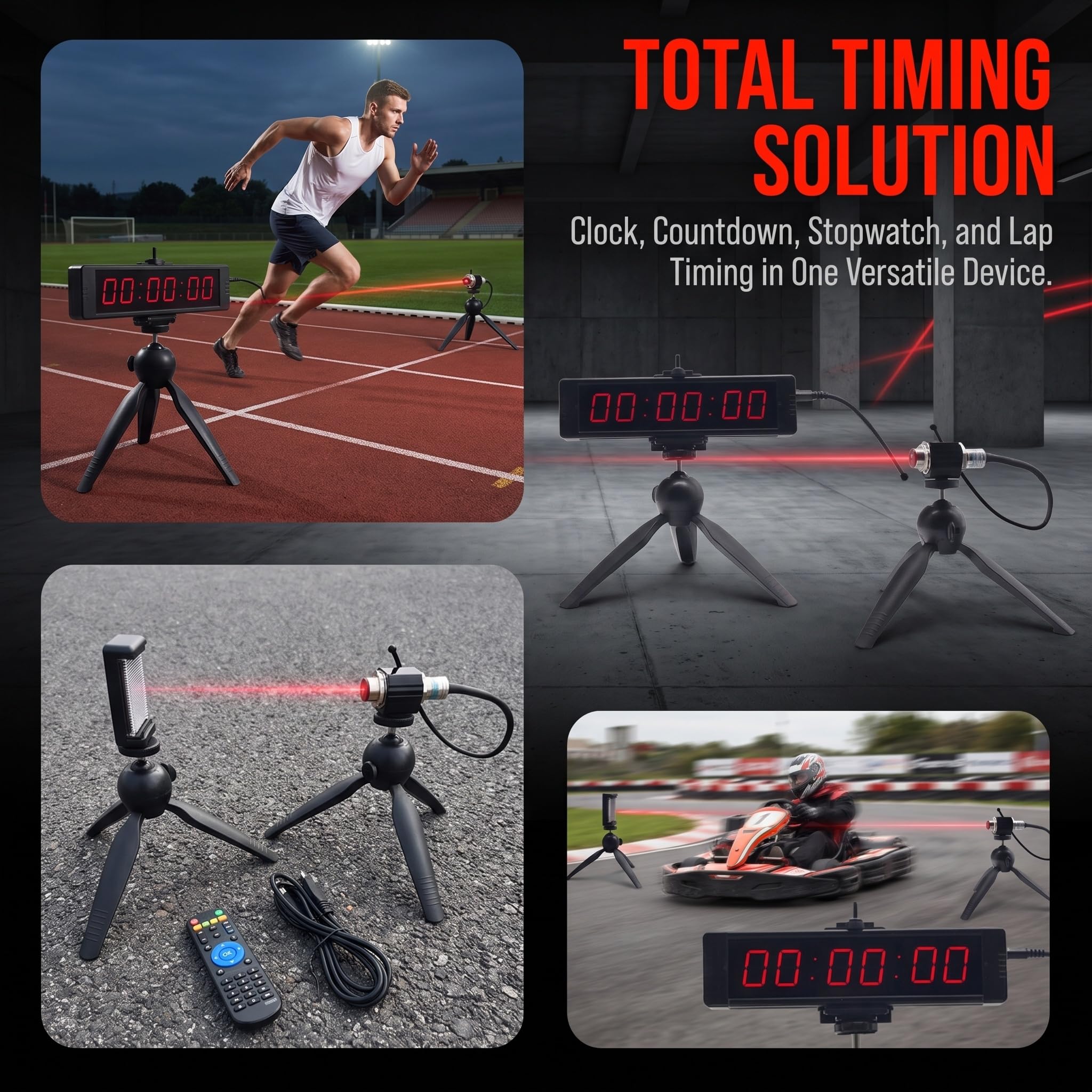 Led-Countdown-Uhr Für Den Außenbereich, Digitaler Countdown-Timer Mit Sensor, Halterung Und Fernbedienung, Geeignet Für Laufveranstaltungen, Pferderennen Und Rollschuhlaufen