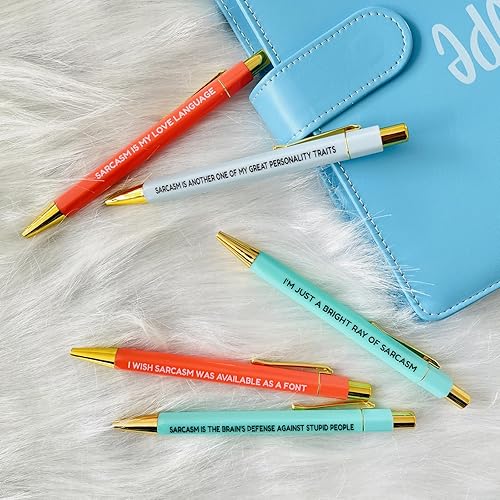 Miniatura 10 de Jxueych Bolígrafos divertidos de 5 unidades, tinta negra, punta mediana de 0.039 pulgadas, regalos divertidos de oficina para compañeros de trabajo,