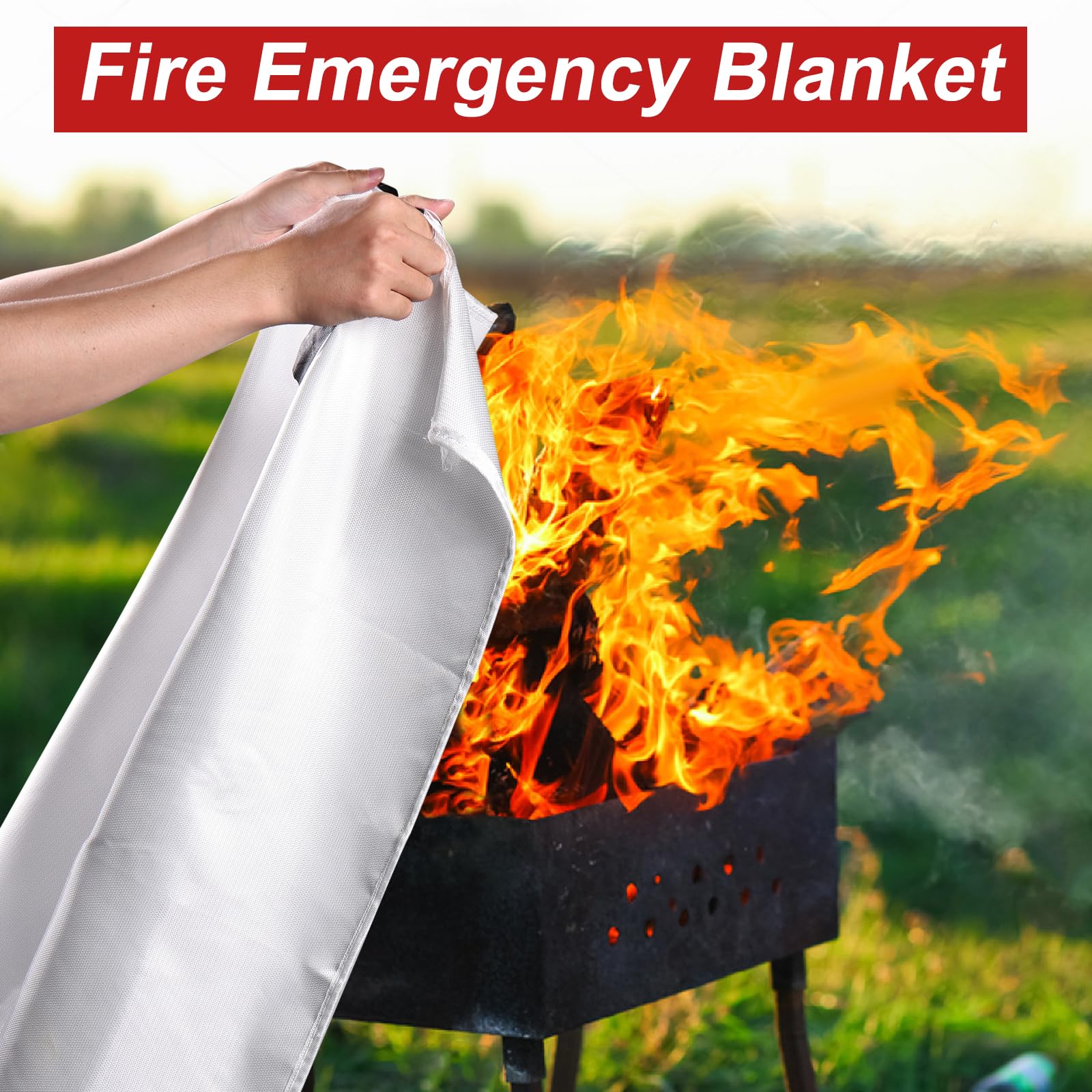 Paquete de 10 mantas de emergencia contra incendios para el hogar y la cocina, manta de fibra de vidrio para casa, camping, coche, oficina, almacén, seguridad de supervivencia de emergencia