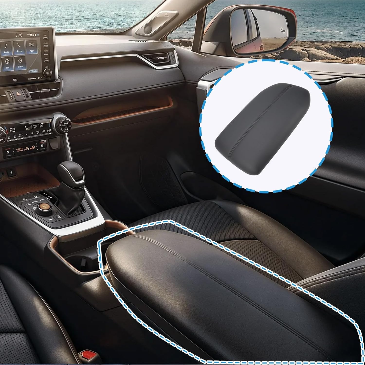 Center Console Lid Cover Armrest Compatible with Toyota Rav4 2019 2020 2021 2022 2023 Blakc Replaces 58920-42010-C0