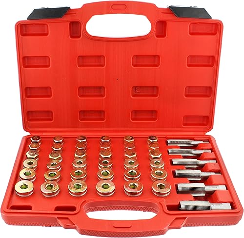 Miniatura 6 de ABN Kit de reparación de roscas de tapón de drenaje de aceite, kit de reenhebrado de 114 piezas, kit métrico universal de tapón de drenaje de aceite